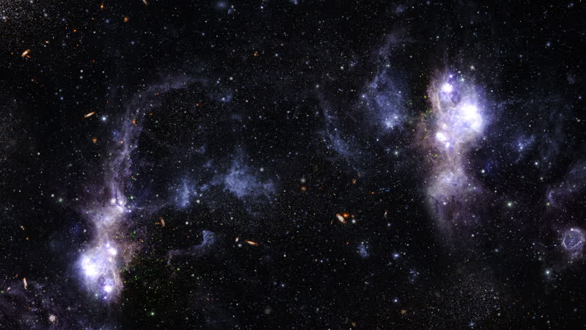 Space Galaxy and Nebula. Night sky traveling trough universe filled with stars, nebulae and galaxies