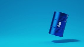 Single blue metal oil barrel rotating on blue background. Front view. Oil industry concept. 3d render loop - Powered by Shutterstock - Get 15% off with code: PIKWIZARD15