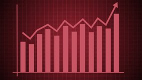 Red Bar Chart Showing Upward Trend Animation, A bar chart with an upward trend line on a grid background, symbolizing growth or success - Powered by Shutterstock - Get 15% off with code: PIKWIZARD15