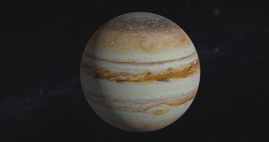 Solar system planet Jupiter rotating in outer space. Suitable for education usage, 4K loop video footage. Elements of this footage were furnished by NASA