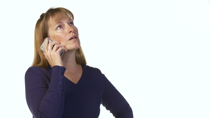 Woman calls customer support line on a cellphone and has to keep entering