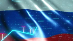 stock market chart with RUSSIAN flag. Computer generated 3d render - Powered by Shutterstock - Get 15% off with code: PIKWIZARD15