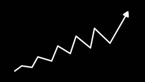 Upward Zigzag Arrow on Black Background Animation, A zigzag arrow pointing upwards on a black background, symbolizing growth or progress - Powered by Shutterstock - Get 15% off with code: PIKWIZARD15