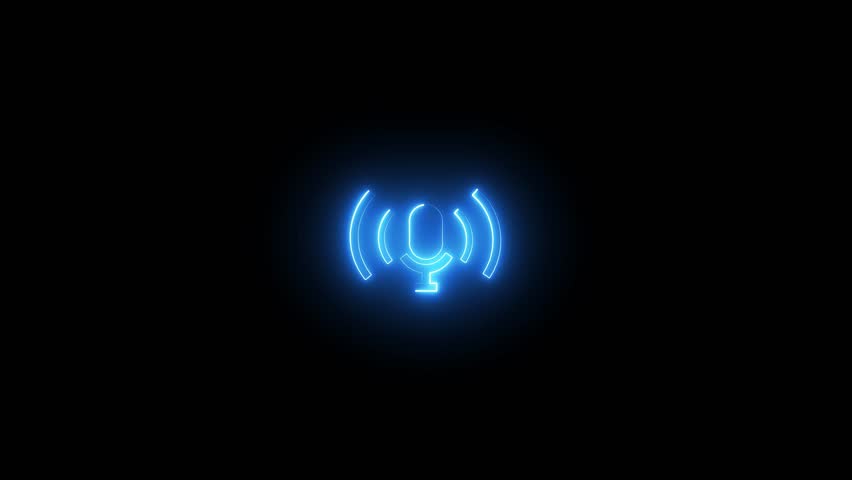 Microphone icon with sound wave animation. Voice record, Audio microphone concept.