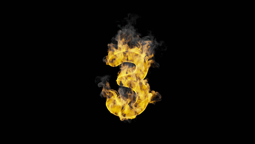 Seamless Loop 3D animation of the number 3 (three) engulfed in realistic yellow-orange fire and dark smoke on a transparent  background, alpha channel. 4K. - Powered by Shutterstock - Get 15% off with code: PIKWIZARD15