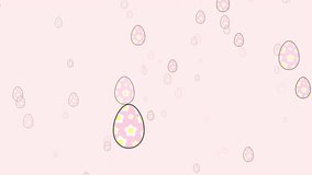 Happy Easter Animated Background. Easter Greeting Card Template Decorated and with Ornamented Eggs. Flat style flying into the screen. Spring design in creative pastel colors. Happy Easter Animation - Powered by Shutterstock - Get 15% off with code: PIKWIZARD15