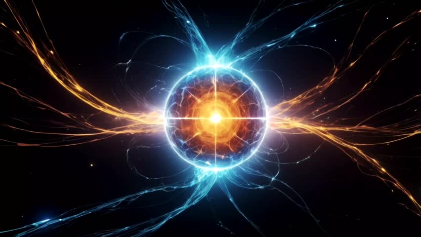 a stunning ball of glowing energy with a brightly shining golden core, surrounded by a dancing electric blue layer. - Powered by Shutterstock - Get 15% off with code: PIKWIZARD15