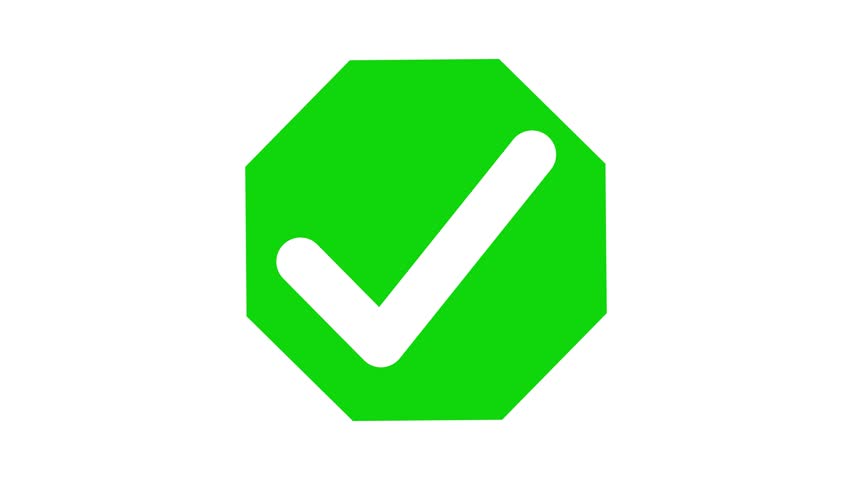 Check Mark in Octagon Icon Animation, A check mark inside a black octagon on a white background