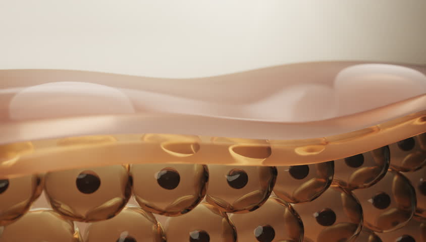 3D animation of nourishing serum penetrating deep into skin layers, representing hydration, rejuvenation, and advanced skincare absorption for enhanced beauty and wellness.