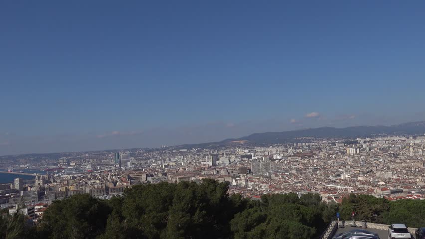 Marseille, France A panoramic view of the city from Notre Dame de la Garde Basilica.