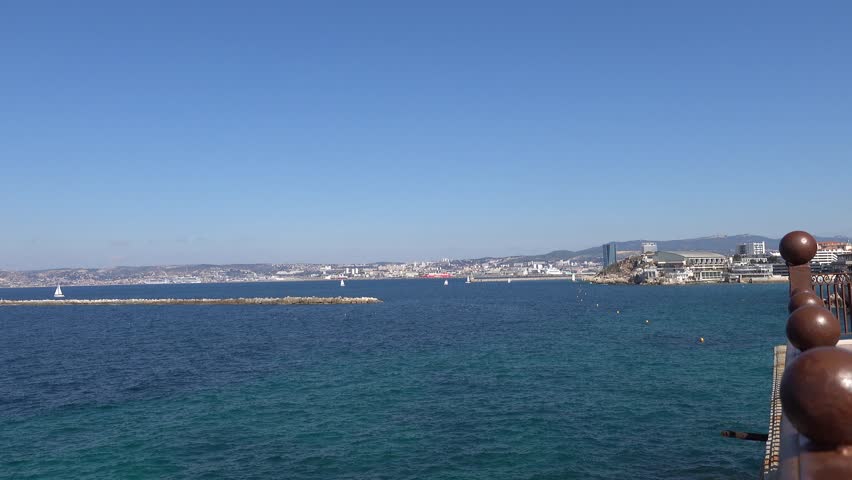 Marseille, France A view of the Mediterranean coast and entrance to the port of Marseille.