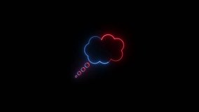 A glowing neon thought bubble with a red and blue gradient on a black background. - Powered by Shutterstock - Get 15% off with code: PIKWIZARD15