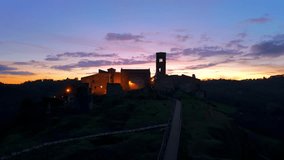 Aerial View Of Celleno Old Town At Nighttime In The Province of Viterbo, Lazio, Central Italy. - Powered by Shutterstock - Get 15% off with code: PIKWIZARD15