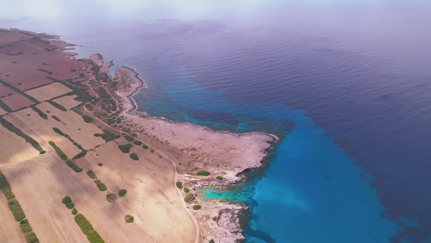 Bird s-Eye Perspective of a Beautiful Coastal Beach in Karpaz Peninsula, Northern Cyprus
