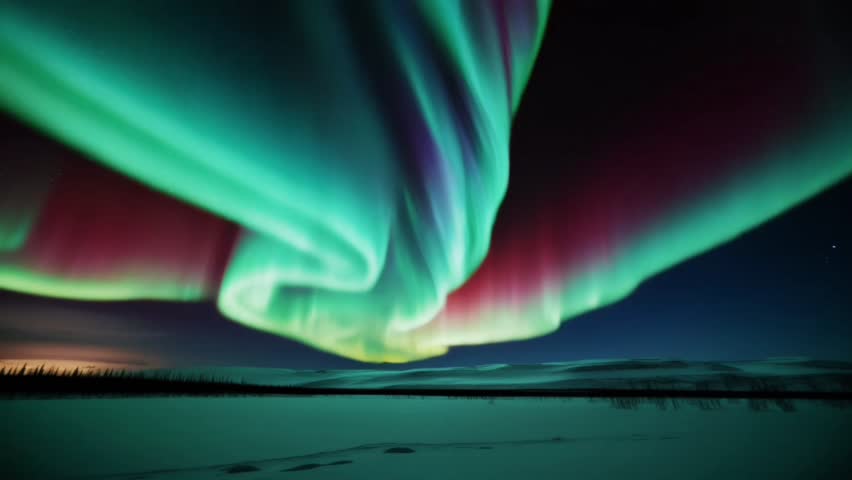 The aurora appeared to curve and wave, as if a giant silk cloth was fluttering in the sky.