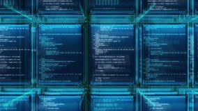 Technology Background Digital Data Server Cyberspace with Code. Animation Internet Artificial Intelligence Networking for Machine Deep Learning. Concept of Modern Digital Ai Database Information 4k - Powered by Shutterstock - Get 15% off with code: PIKWIZARD15