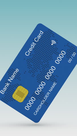 spinning credit card, copy space, luma matte for background replacement, seamless loop (3d render)