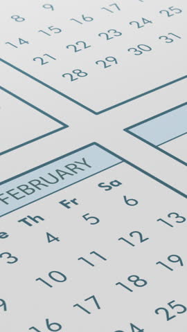 close up of a monthly calendar, concept for appointment or deadline, light theme (3d render) vertical video