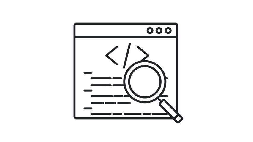 SEO audit line animation. Evaluate website performance animated icon. Identifies opportunities for improvement. Black illustration on white background. HD video with alpha channel. Motion graphic