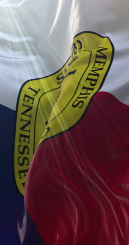 Flag of Memphis, city of Tennessee, United States of America. 4K Vertical. Loop