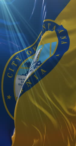 Santa Ana city flag, California, United States, slow. 4K Vertical. Loop