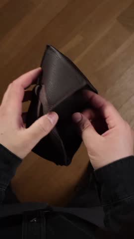 vertical video pov Man opening empty wallet suffering from financial crisis