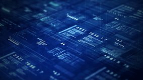 Abstract digital interface with big data analytics, futuristic information dashboard, and data visualization, representing technology, AI, and innovation. Technology abstract background - Powered by Shutterstock - Get 15% off with code: PIKWIZARD15