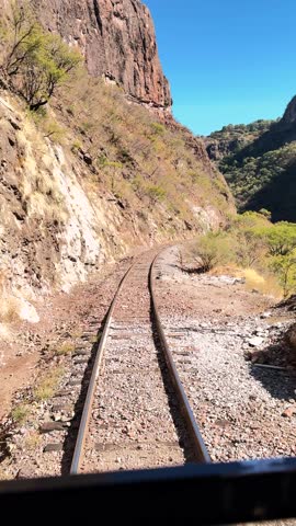One of kind train track view from Chepe train Durango Mexico
