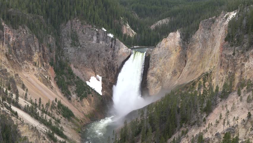 Most Famous Waterfall At Yellowstone National Park, Wyoming, USA.