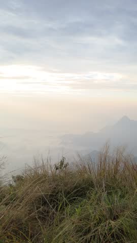 Beautiful landscape sky sunrise at Phu Chi Fa view piont of mountain in Chiang Rai Province Thailand