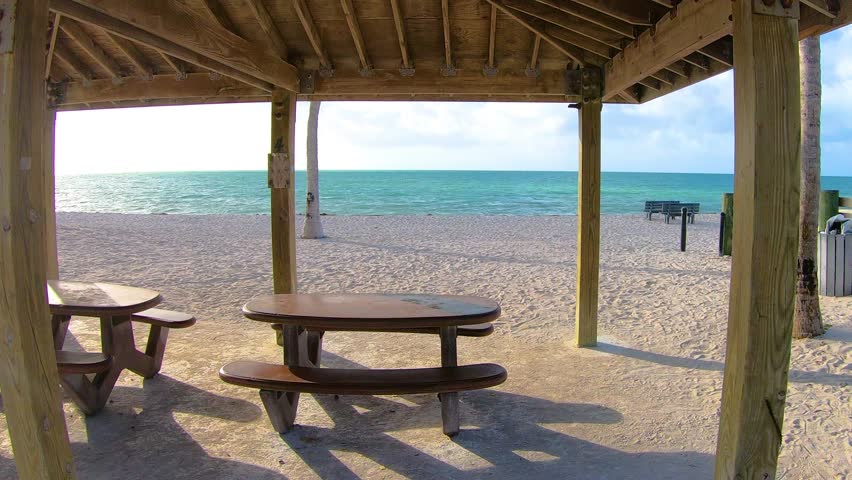 Gazebo by the sea in Sombrero Beach. Marathon Key, Florida, USA