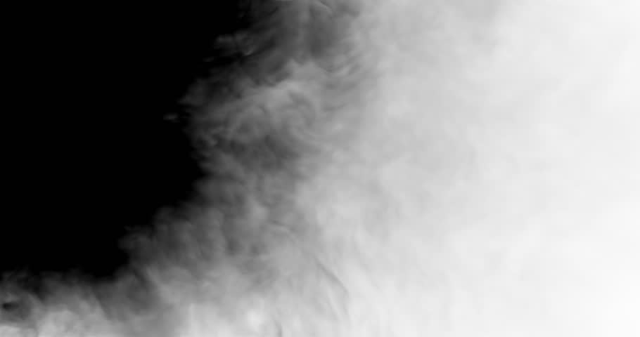 Smoke dissipates from center revealing a dark background. Smoke transition mask, compositing element 4k