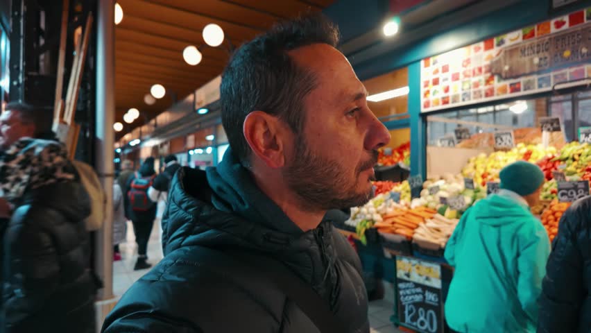 Budapest, Hungary - March 7, 2025: Central Market Hall in Budapest, Hungary