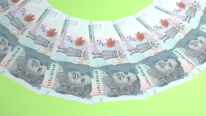 Incandescent Looping Design 2000 Peso Curency of Colombia
