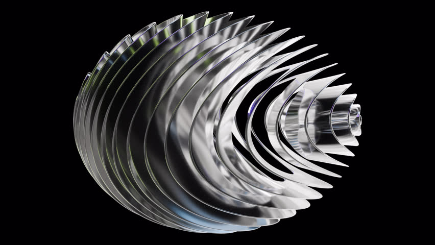 Chrome Oval Object with Moving Loop, 3D Render, Alpha Channel, Loop