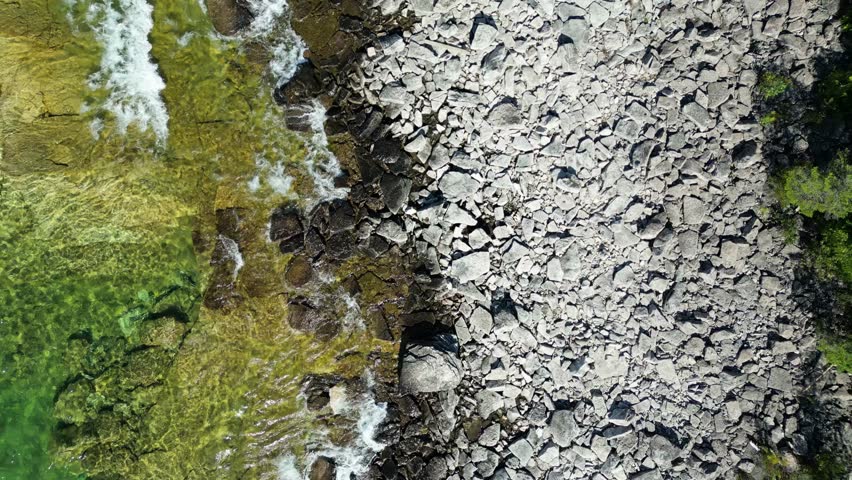 Aerial View of Rocky Shore Of The Great Lake