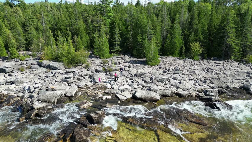 Aerial View of Rocky Shore Of The Great Lake