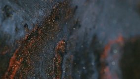 Sparkling lava. Diffusion paint. Shiny opaque mass with metallic glitter. Dark art gel flow with copper particles liquid swirl volcanic sand effect. - Powered by Shutterstock - Get 15% off with code: PIKWIZARD15