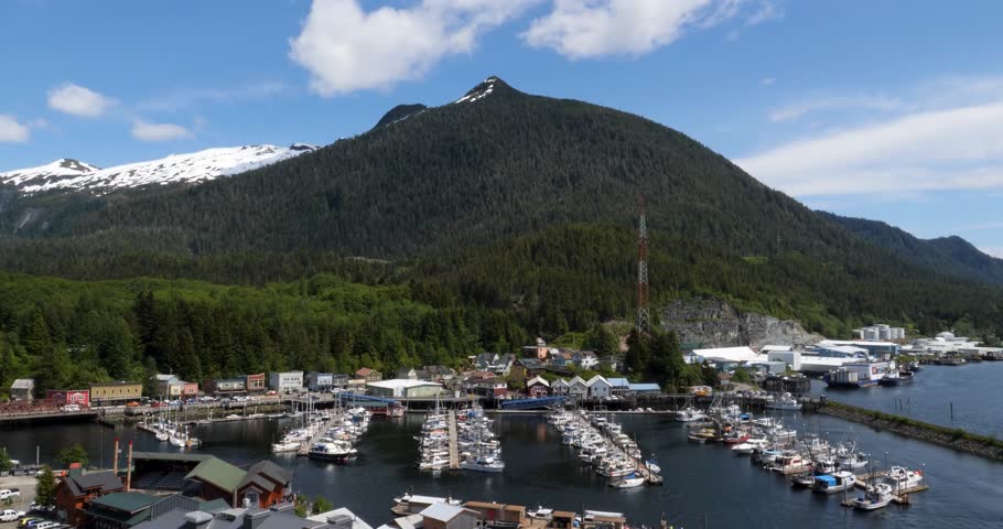 Thomas Basin Marina in Ketchikan.Beautiful sunny summer day in Alaska.