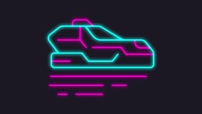 Flying car neon animation. Air taxi animated icon glow effect. Shaking vehicle, moving lines. Futuristic transport. Dynamic overlay on white background. HD video with alpha channel. Motion graphic - Powered by Shutterstock - Get 15% off with code: PIKWIZARD15