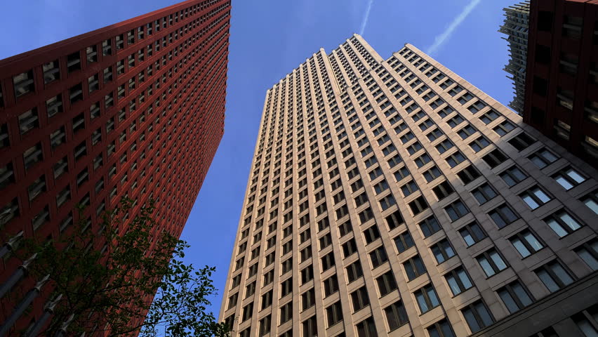 Low angle view of modern high-rise buildings in The Hague