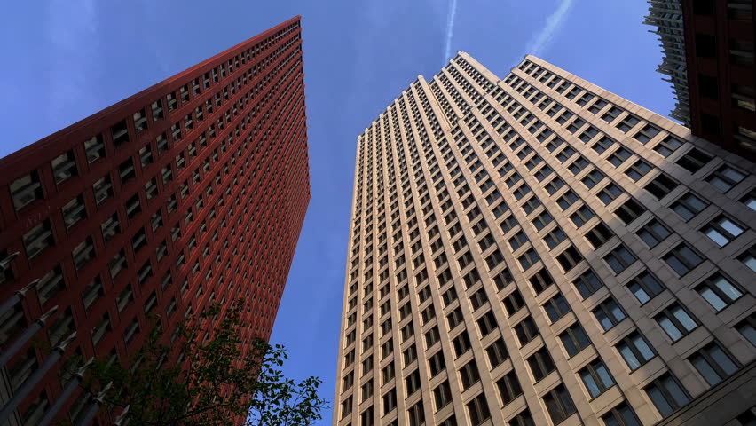 Low angle view of modern high-rise buildings in The Hague