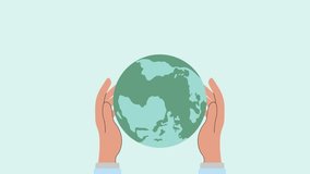 Animated rotating Earth held by hands, symbolizing care and sustainability. For Earth Day, environmental awareness, and eco-friendly campaigns promoting global responsibility and conservation. - Powered by Shutterstock - Get 15% off with code: PIKWIZARD15