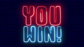 You win text font with neon light. Luminous and shimmering haze inside the letters of the text You win. You win neon sign.  - Powered by Shutterstock - Get 15% off with code: PIKWIZARD15
