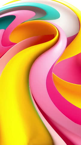 Colorful Abstract 3D Fluid Swirls animation with Vibrant Pink, Blue, and Yellow Curves. Perfect for Trendy Backgrounds, Digital Art, Modern Branding, and Eye Catching Visual Design