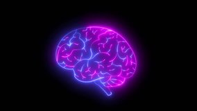 A neon- glowing brain illustration on a dark background, symbolizing intelligence, innovation, and advanced technology. Human head with neon brain emblem, medicine, sign, human body part. - Powered by Shutterstock - Get 15% off with code: PIKWIZARD15