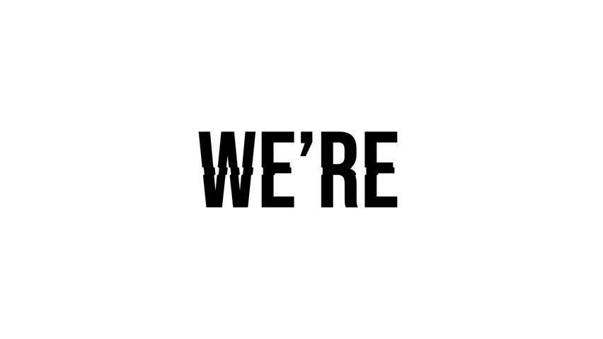 We are hiring glitch text animation with white background, we're hiring, glitch text, typography, 4k footage, animation
