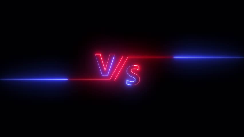 VS versus bars neon animated versus vs bars neon blue and red multiplayer co op team with smoky black background 4k looping