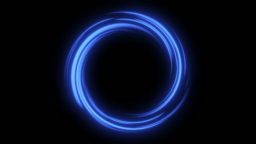 Abstract blue glowing energy tunnel in space, energy hole, vortex energy flow. Speed of blue light, neon glowing rays in motion. 

