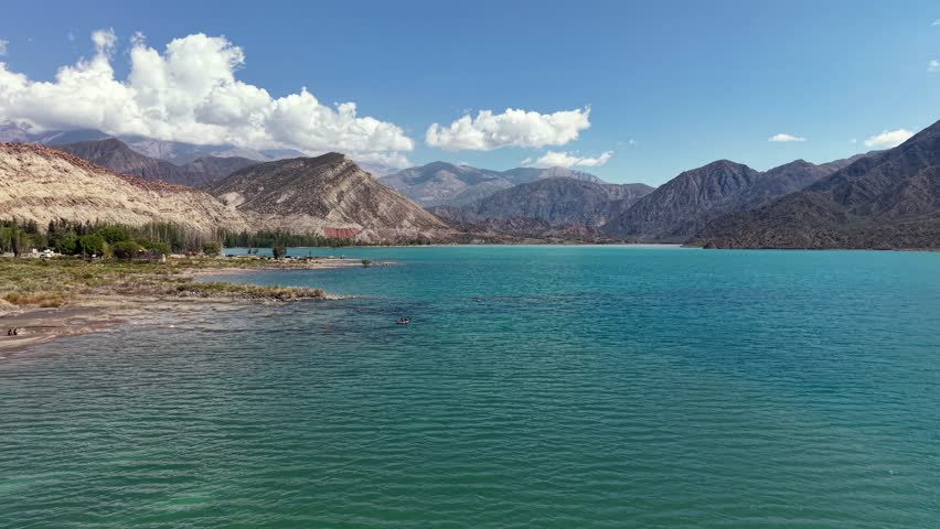 Kayaker paddling in Potrerillos, Mendoza, Argentina.